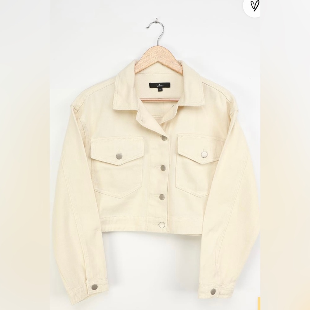 Lulus Off-White Cropped Twill Jacket